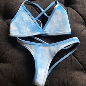 Hoaka baby blue velvet bikini